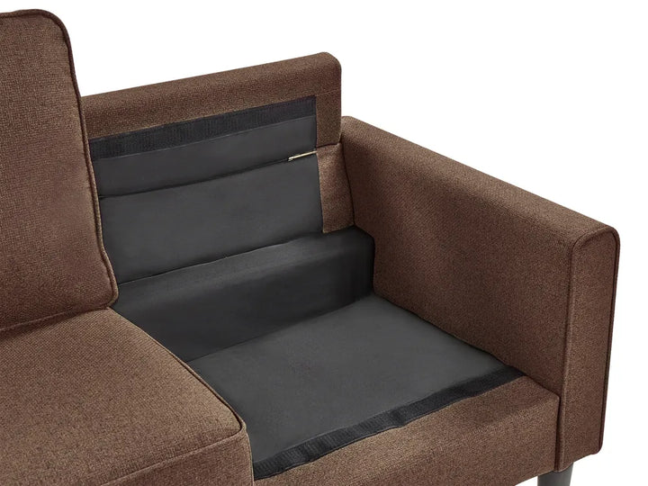 Sofa 3 Seater Fabric Brown with Ottoman Assuntino
