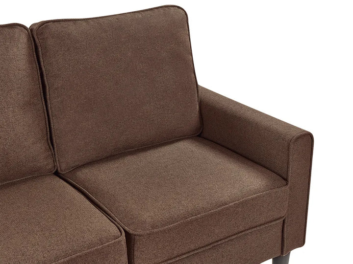 Sofa 3 Seater Fabric Brown with Ottoman Assuntino