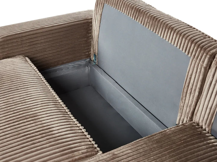 Corner Sofa Bed 3 Seater Corduroy Light Brown with Storage Left Hand Middale