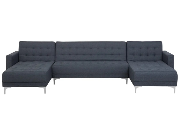 Dark grey fabric U-shape modular sofa 5 seater
