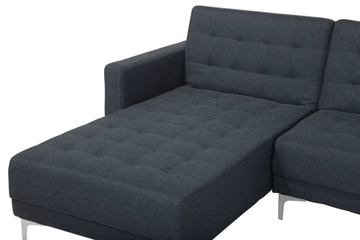 Modular U-Shape Sofa Bed 5 Seater Fabric Dark Grey Denby