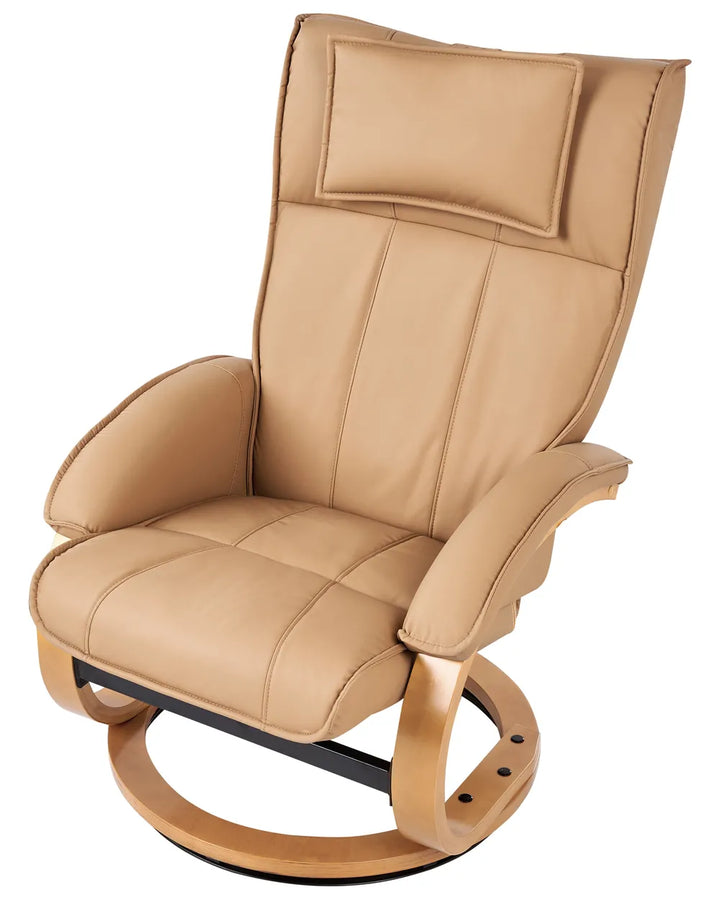 Massage Chair with Footstool Faux Leather Light Brown Kars