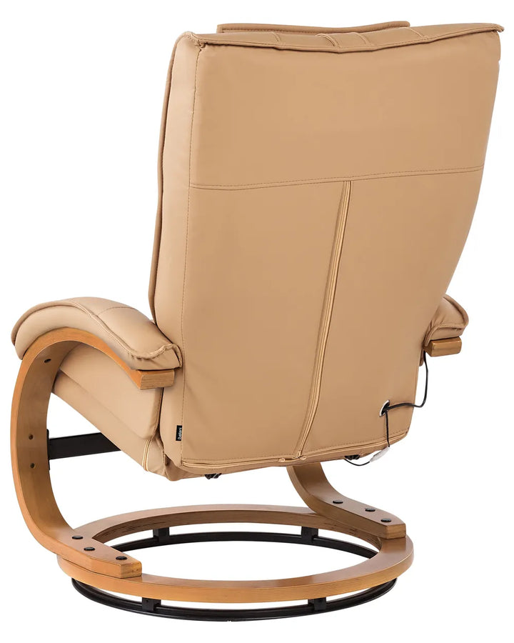 Massage Chair with Footstool Faux Leather Light Brown Kars