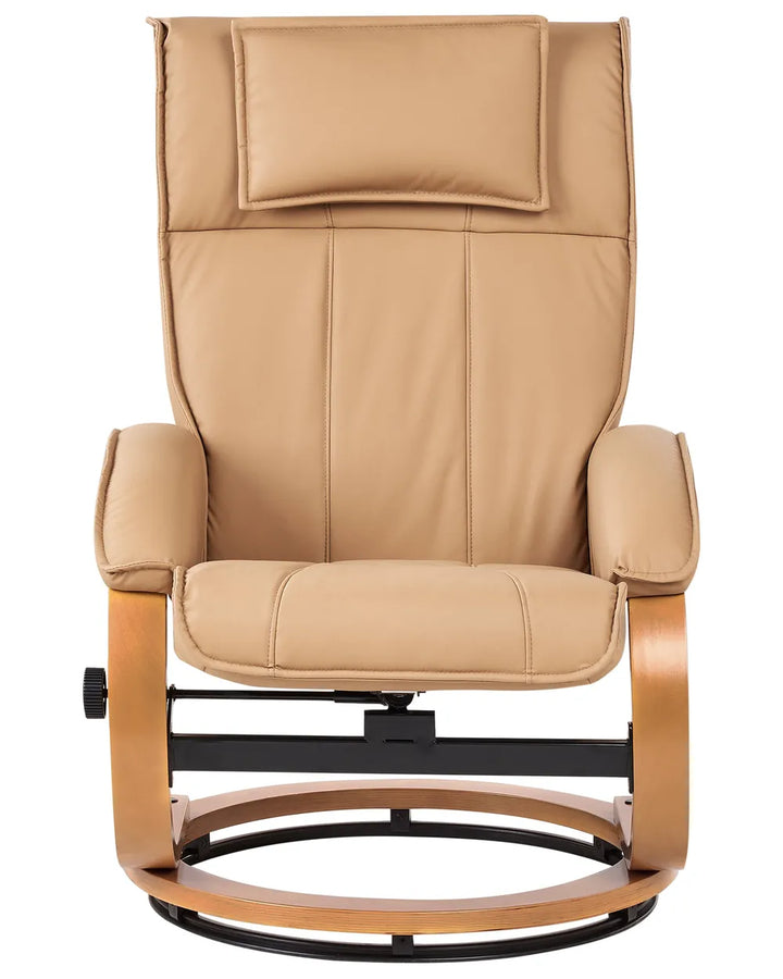 Massage Chair with Footstool Faux Leather Light Brown Kars