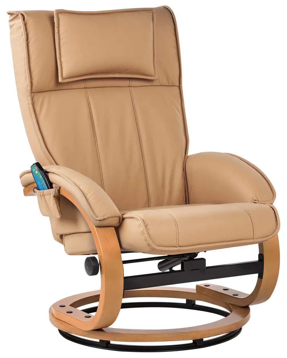 Massage Chair with Footstool Faux Leather Light Brown Kars