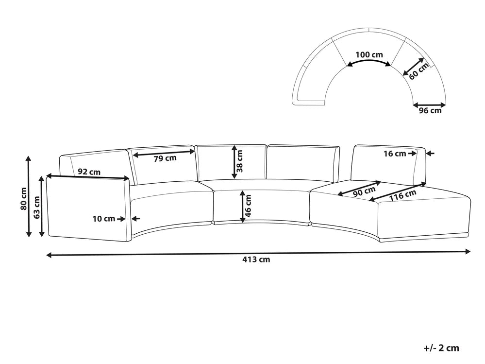 Curved Sofa 6 Seater Faux Linen Light Grey Andina
