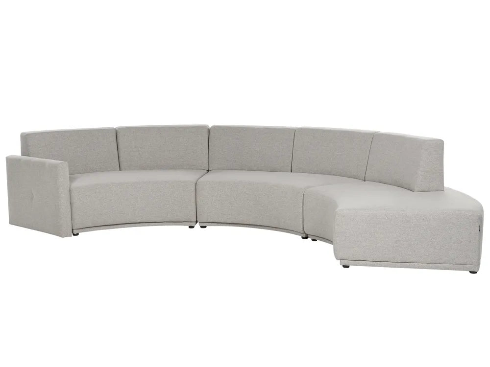 Curved Sofa 6 Seater Faux Linen Light Grey Andina