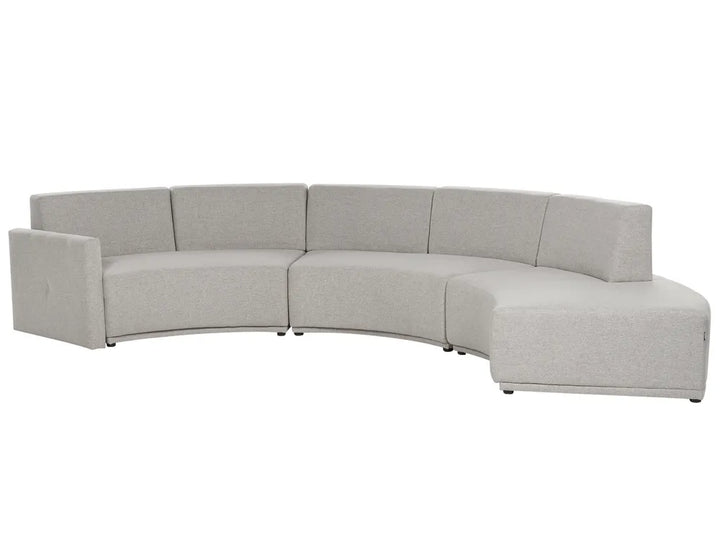 Curved Sofa 6 Seater Faux Linen Light Grey Andina