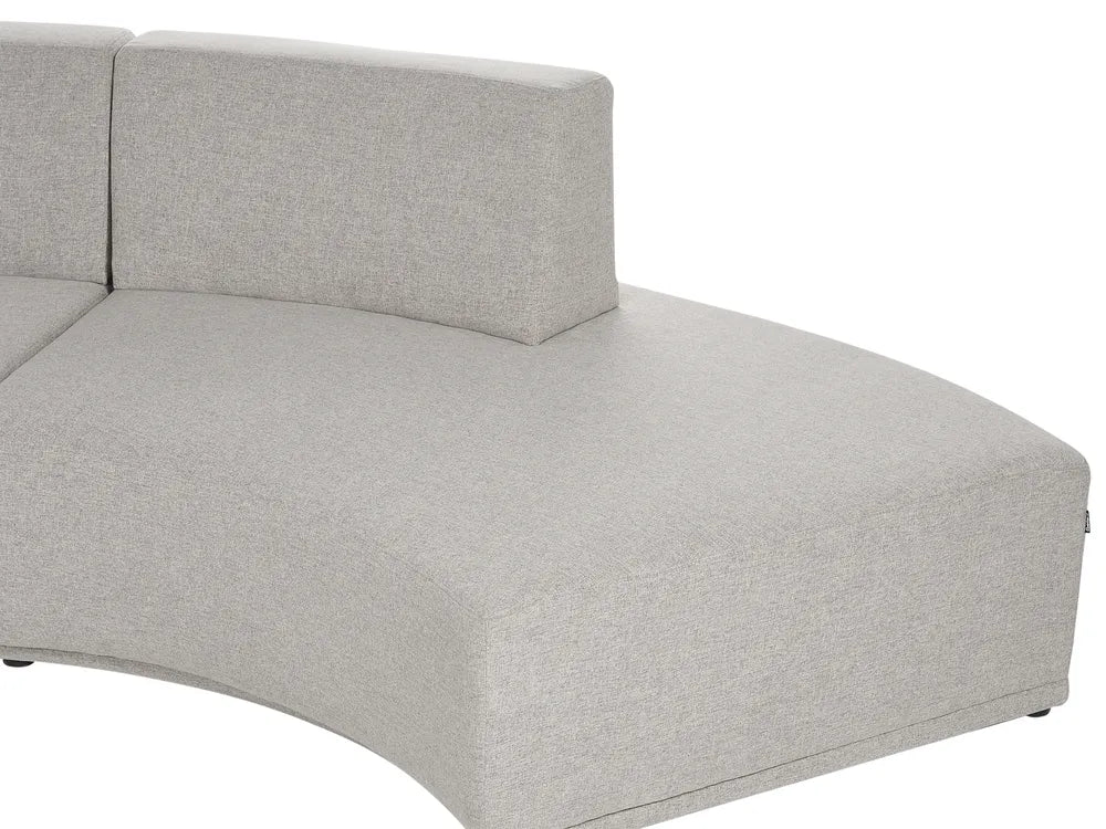 Curved Sofa 6 Seater Faux Linen Light Grey Andina