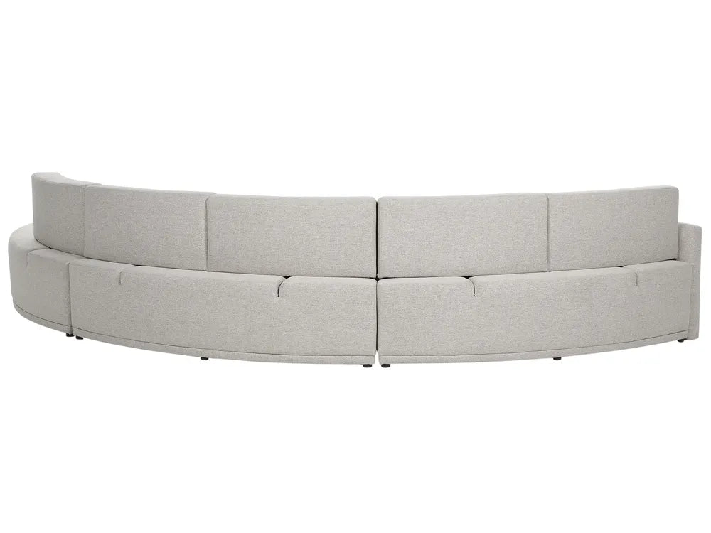 Curved Sofa 6 Seater Faux Linen Light Grey Andina