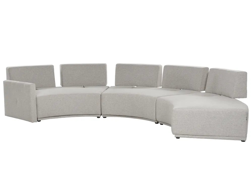 Curved Sofa 6 Seater Faux Linen Light Grey Andina
