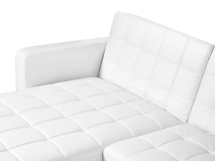 Modular U-Shape Sofa Bed 5 Seater Faux Leather White Denby