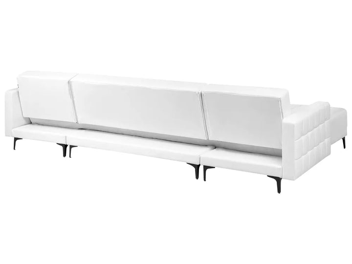 Modular U-Shape Sofa Bed 5 Seater Faux Leather White Denby