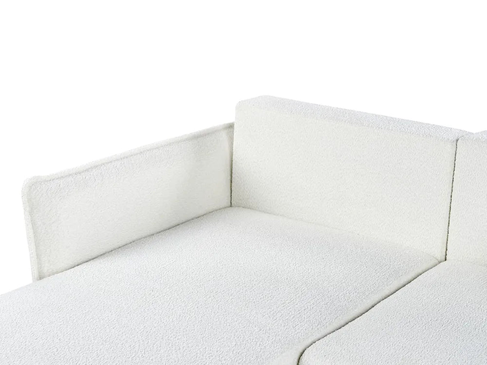 Corner Sofa Bed 3 Seater Boucle Off-White with Storage Right Hand Gloria
