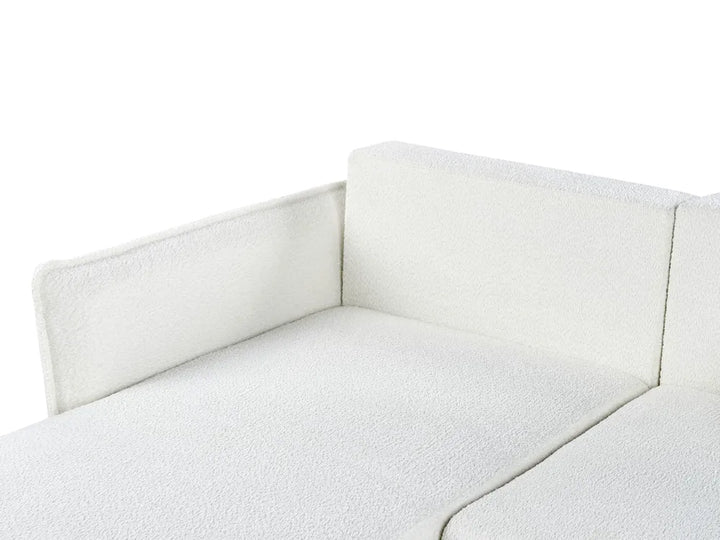 Corner Sofa Bed 3 Seater Boucle Off-White with Storage Right Hand Gloria
