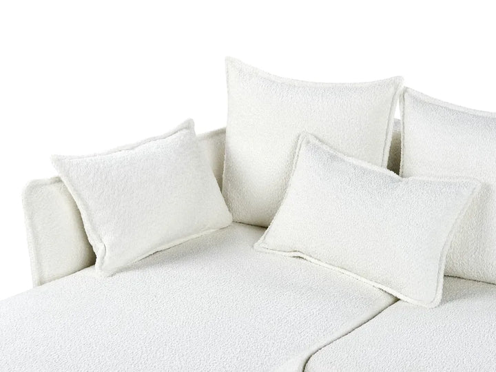 Corner Sofa Bed 3 Seater Boucle Off-White with Storage Right Hand Gloria