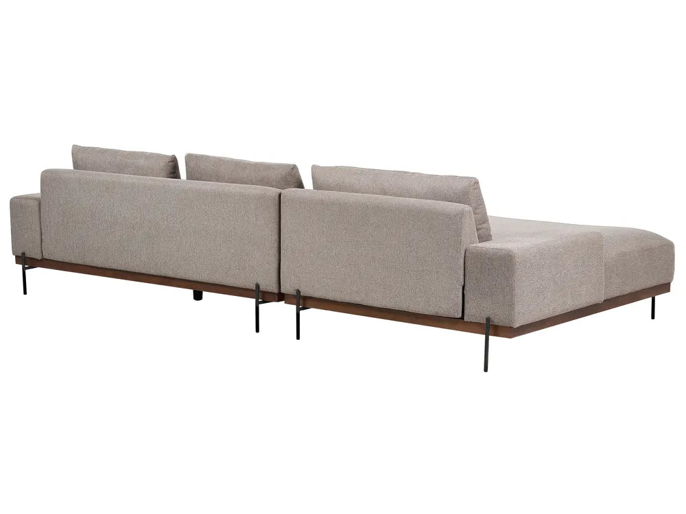 Corner Sofa 3 Seater Fabric Light Brown Right Hand Ibach