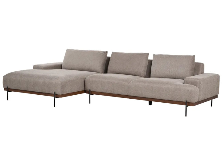 Corner Sofa 3 Seater Fabric Light Brown Right Hand Ibach