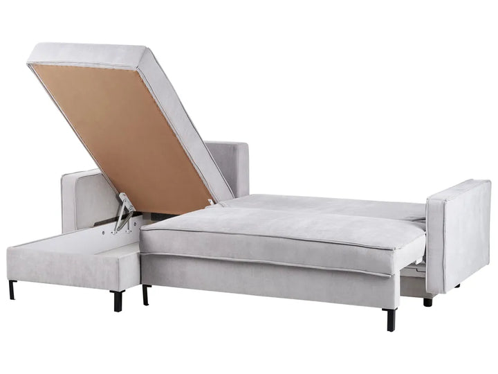 Corner Sofa Bed 3 Seater Fabric Light Grey with Storage Right Hand Bramblett