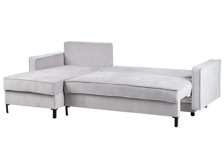 Corner Sofa Bed 3 Seater Fabric Light Grey with Storage Right Hand Bramblett