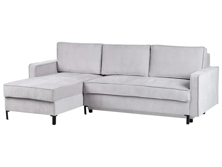 Corner Sofa Bed 3 Seater Fabric Light Grey with Storage Right Hand Bramblett