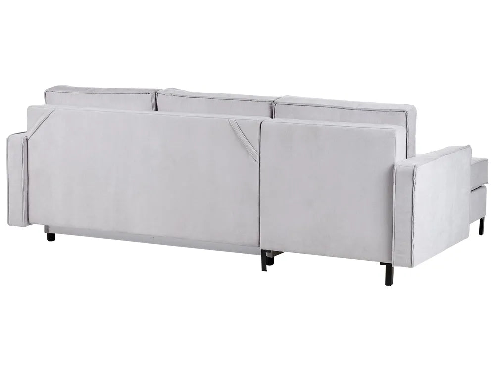 Corner Sofa Bed 3 Seater Fabric Light Grey with Storage Right Hand Bramblett