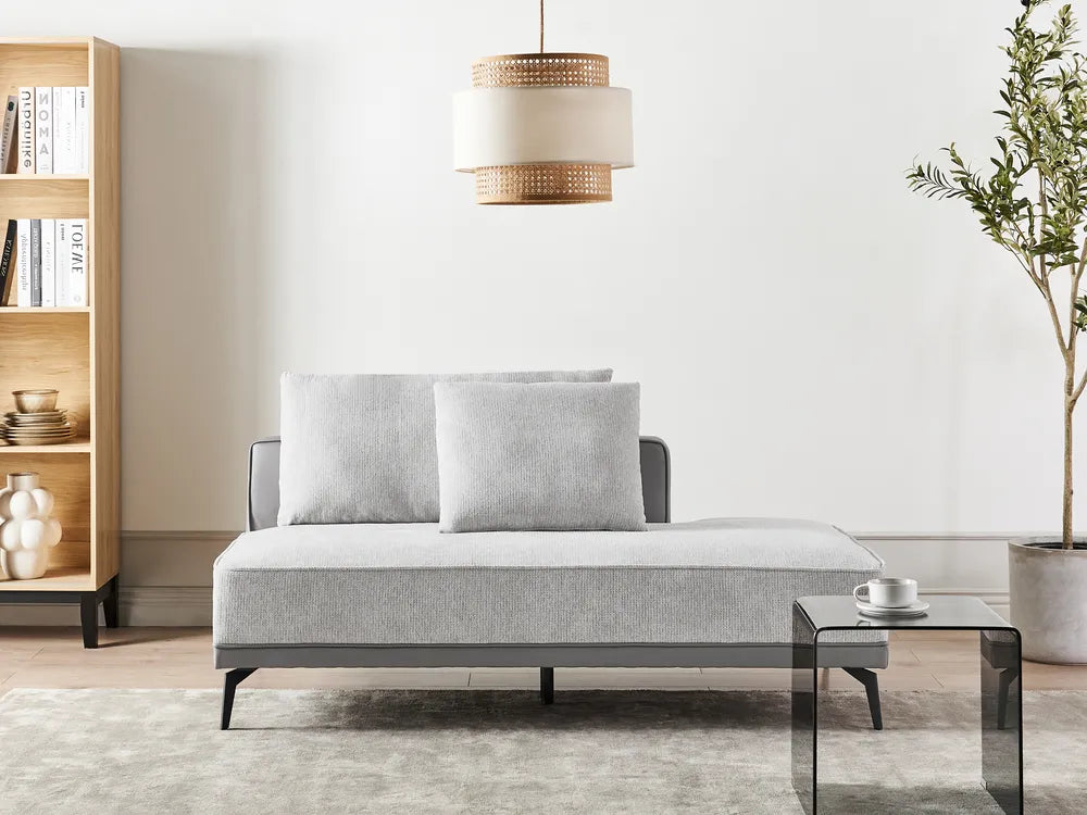 Corner Sofa 3 Seater Fabric Light Grey Right Hand Deaneen