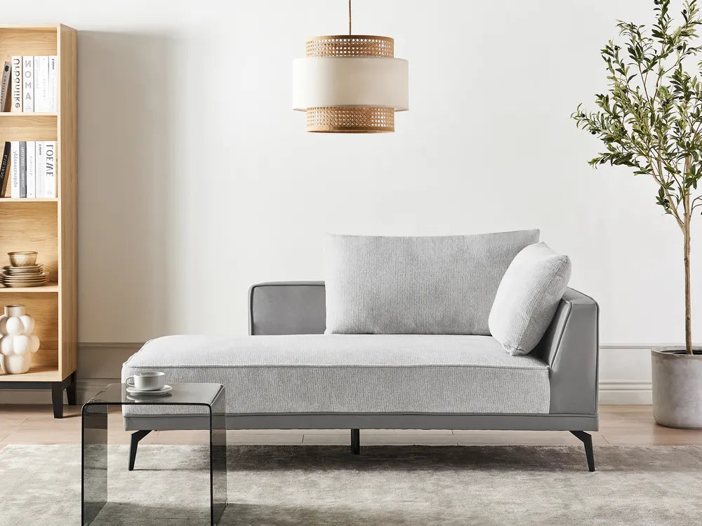 Corner Sofa 3 Seater Fabric Light Grey Right Hand Deaneen