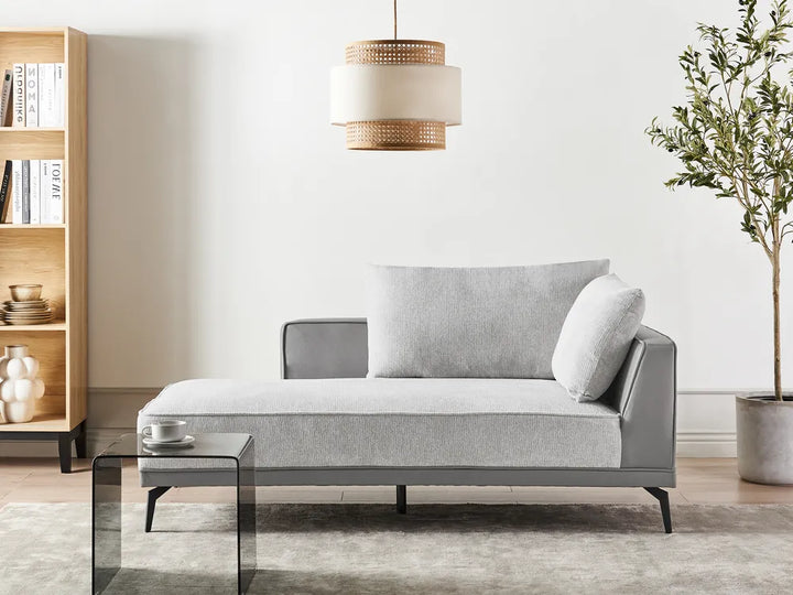 Corner Sofa 3 Seater Fabric Light Grey Right Hand Deaneen