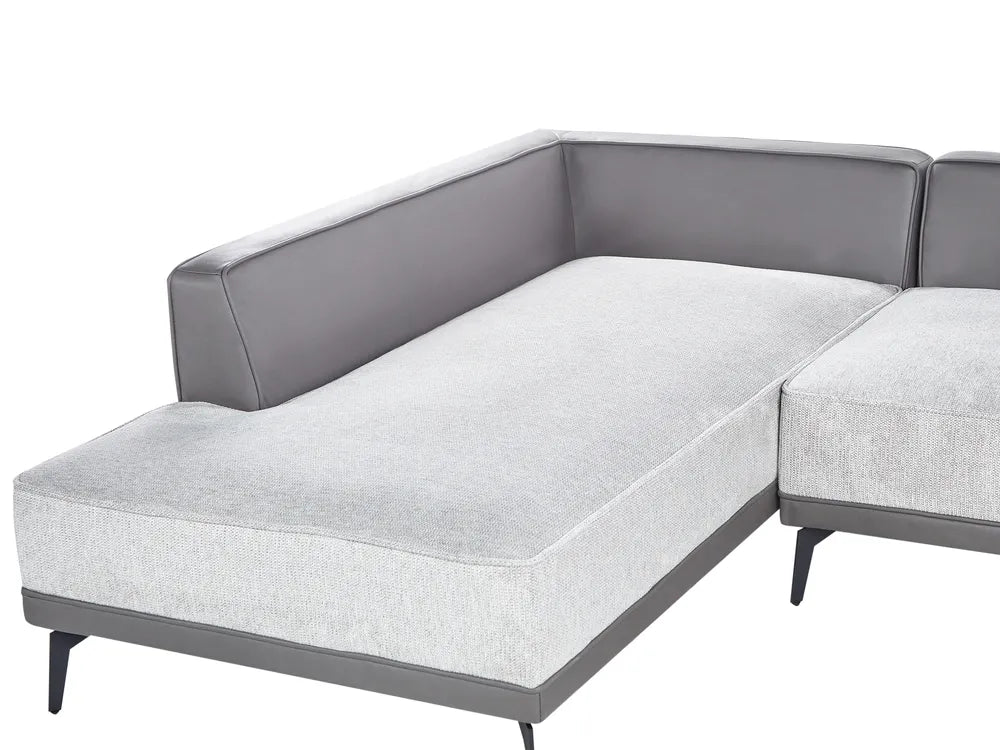 Corner Sofa 3 Seater Fabric Light Grey Right Hand Deaneen