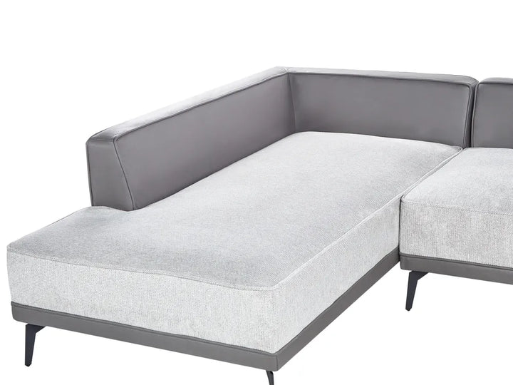 Corner Sofa 3 Seater Fabric Light Grey Right Hand Deaneen