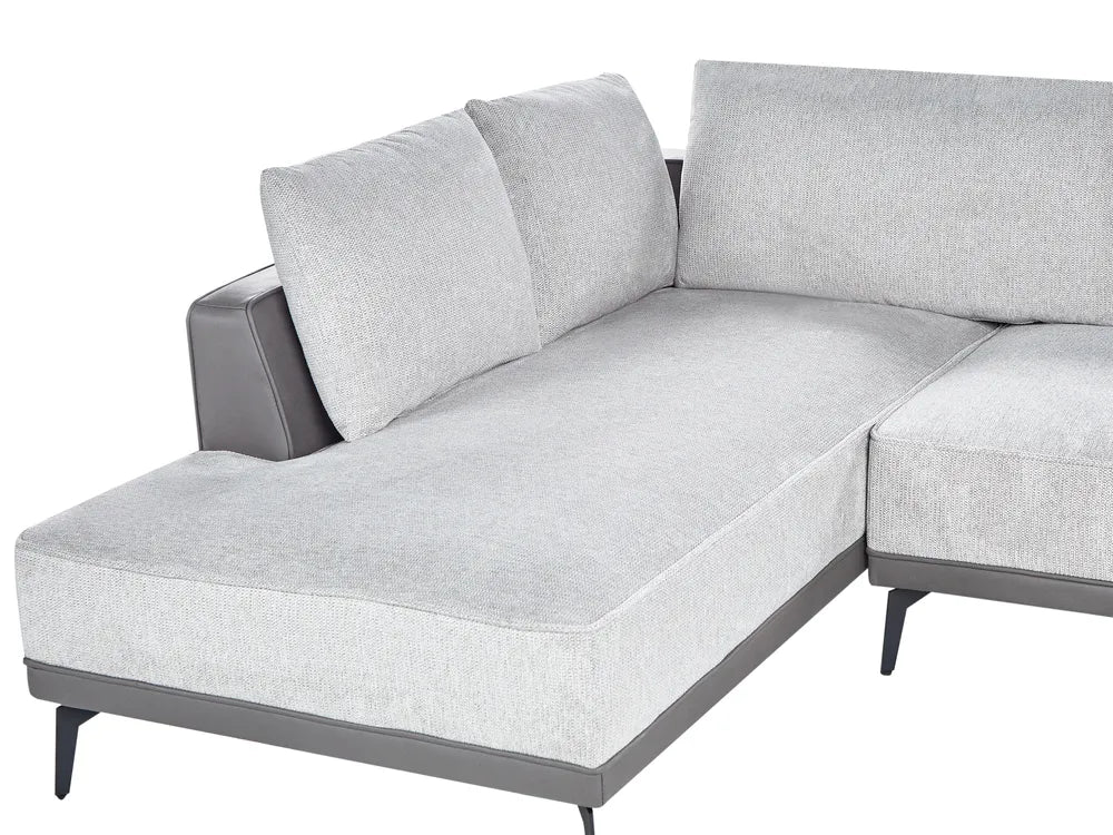 Corner Sofa 3 Seater Fabric Light Grey Right Hand Deaneen