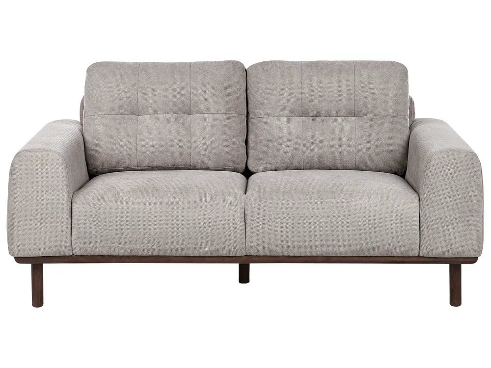 Light grey 2 seater fabric sofa Laurila with wooden legs