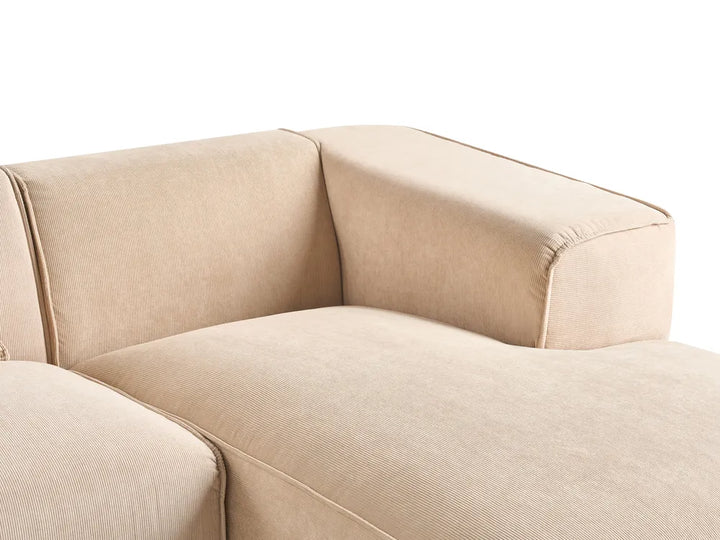 Corner Sofa 3 Seater Corduroy Beige Left Hand Rafael
