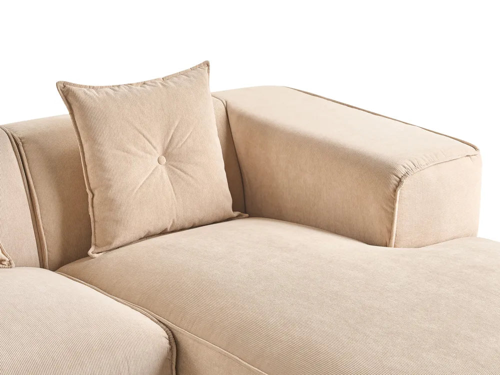 Corner Sofa 3 Seater Corduroy Beige Left Hand Rafael