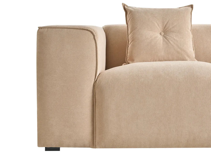 Corner Sofa 3 Seater Corduroy Beige Left Hand Rafael