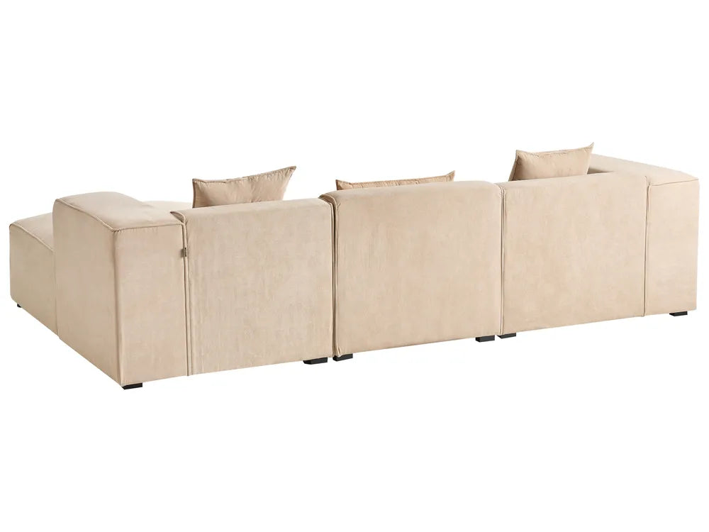 Corner Sofa 3 Seater Corduroy Beige Left Hand Rafael