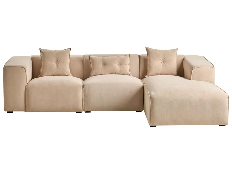 Left-hand 3-seater jumbo cord corner sofa in beige