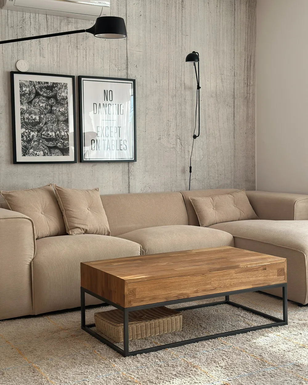 Corner Sofa 3 Seater Corduroy Beige Left Hand Rafael