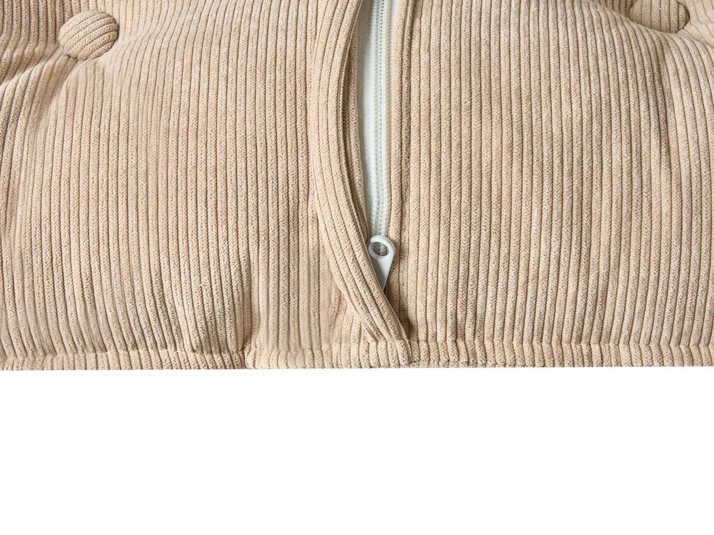 Corner Sofa 3 Seater Corduroy Beige Left Hand Rafael