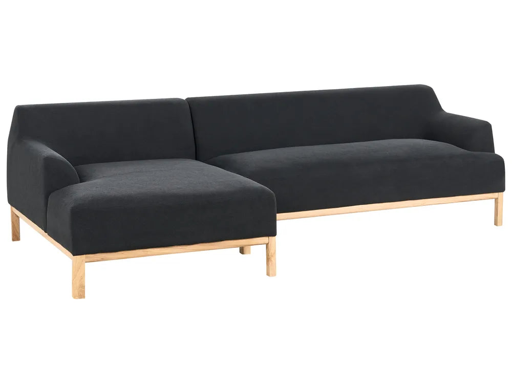 Corner Sofa 3 Seater Fabric Black Right Hand Azuri