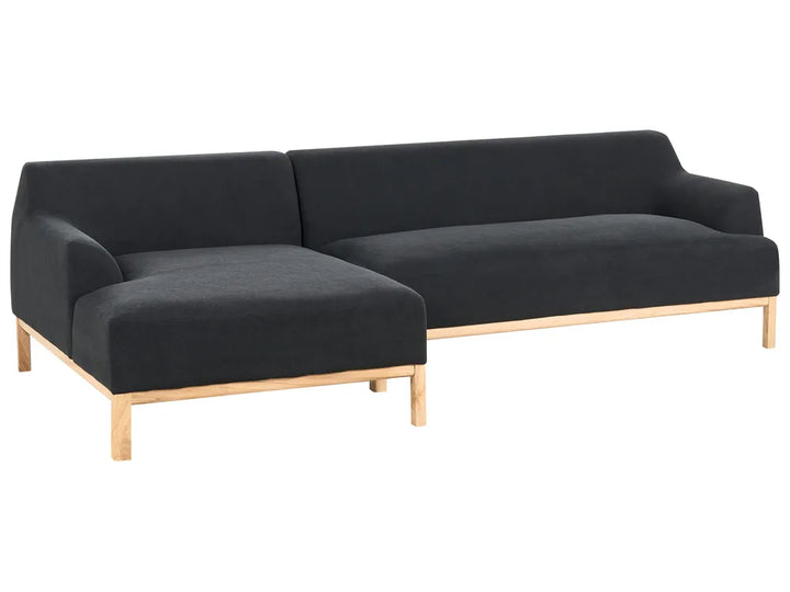 Corner Sofa 3 Seater Fabric Black Right Hand Azuri