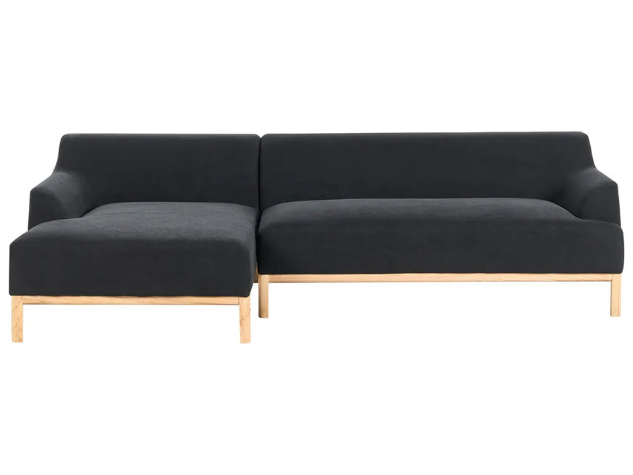 Black sectional sofa on a white background