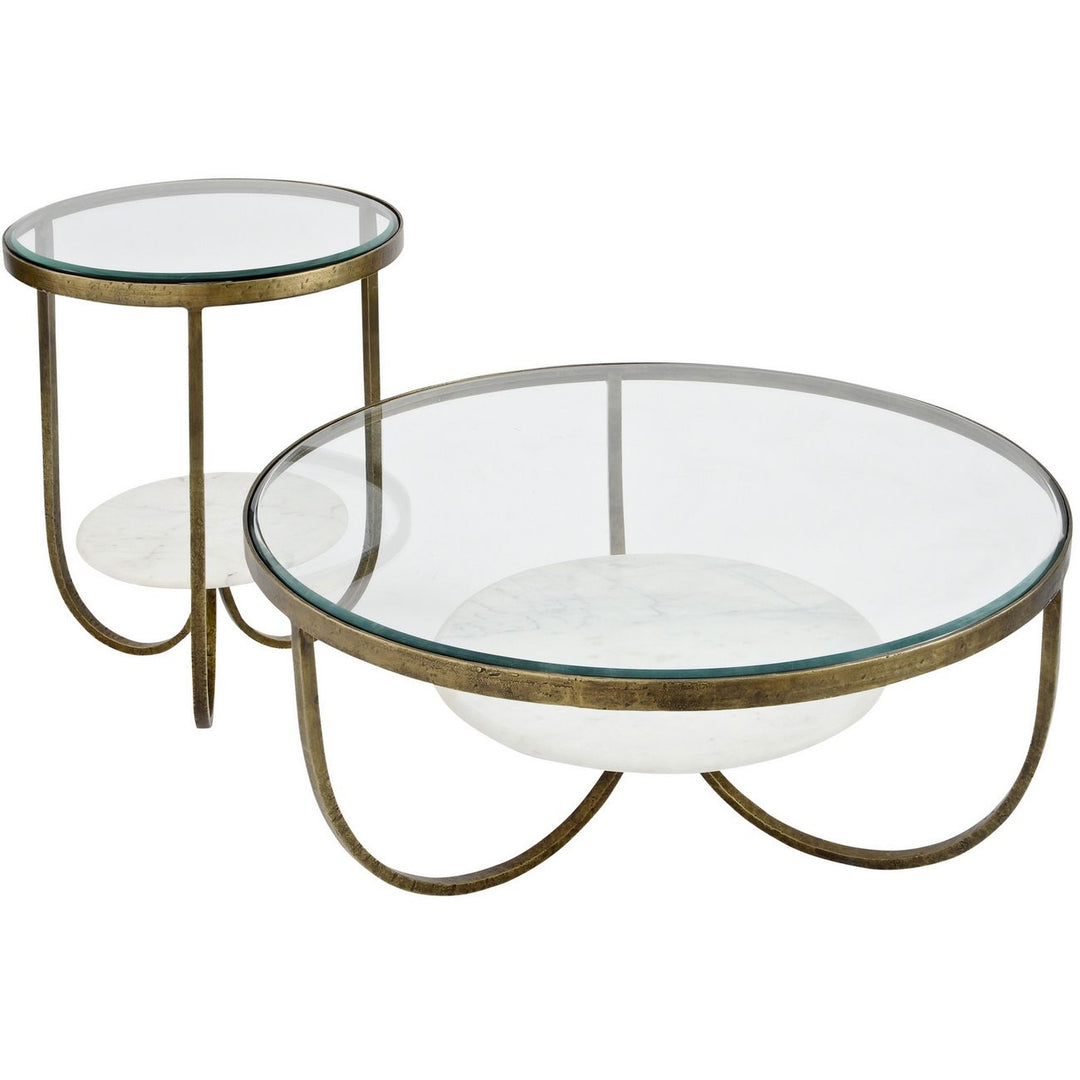 Libra Nolita White Marble Antique Gold Iron Coffee Table