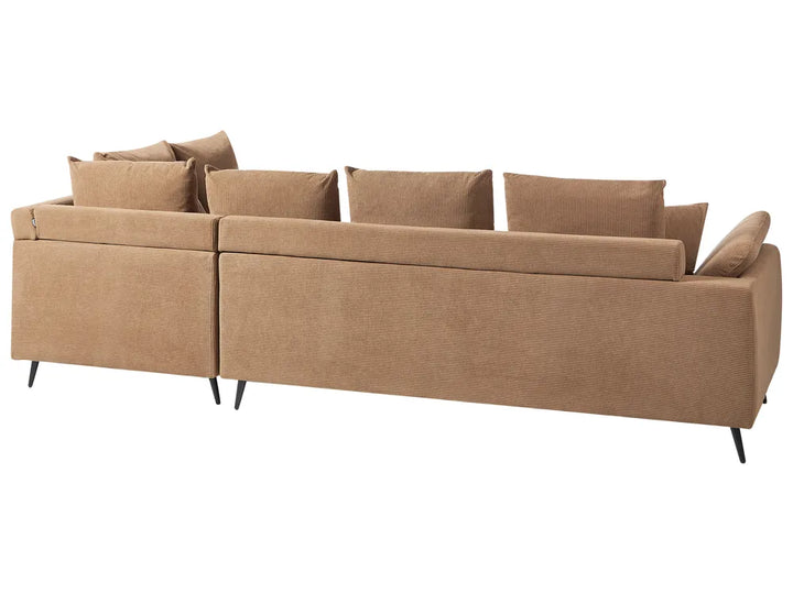 Corner Sofa 4 Seater Corduroy Brown Left Hand Flexa
