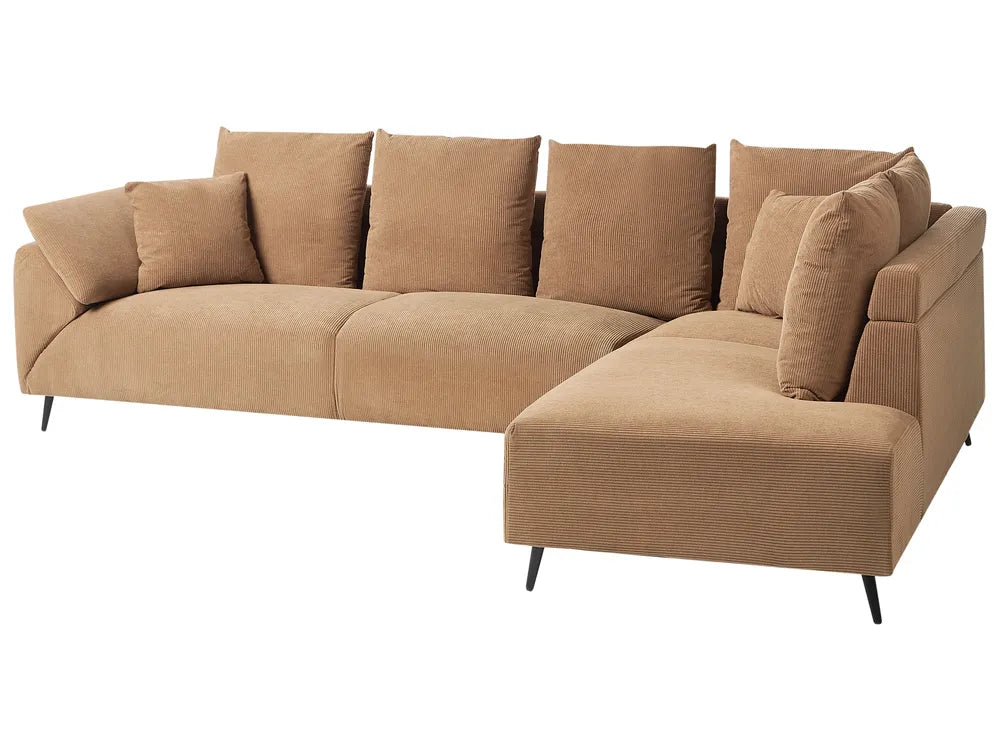 Corner Sofa 4 Seater Corduroy Brown Left Hand Flexa