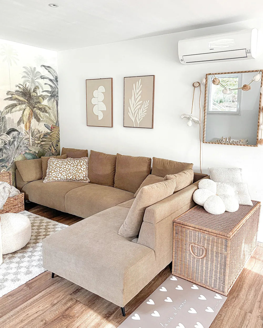 Corner Sofa 4 Seater Corduroy Brown Left Hand Flexa