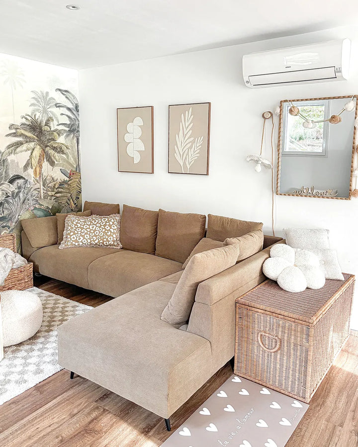 Corner Sofa 4 Seater Corduroy Brown Left Hand Flexa