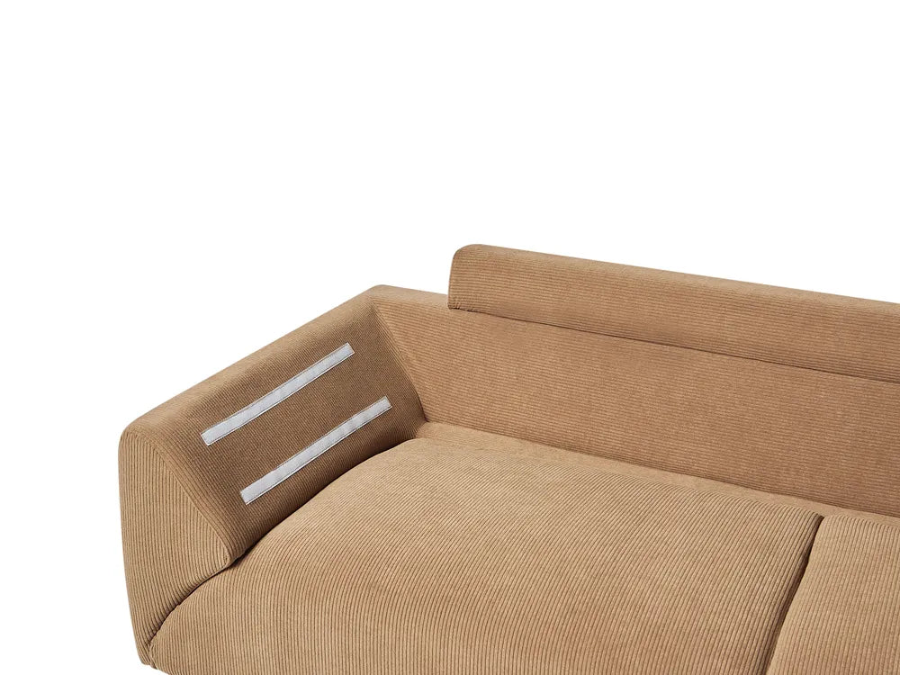 Corner Sofa 4 Seater Corduroy Brown Left Hand Flexa