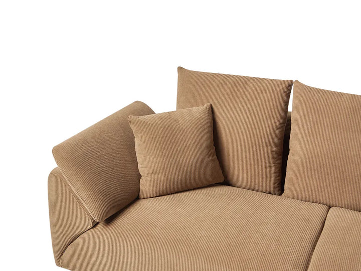 Corner Sofa 4 Seater Corduroy Brown Left Hand Flexa